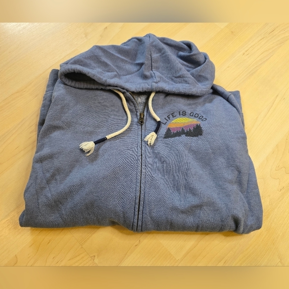 Life Is Good Relaxed Fit Full Zip Hoodie Size Medium
